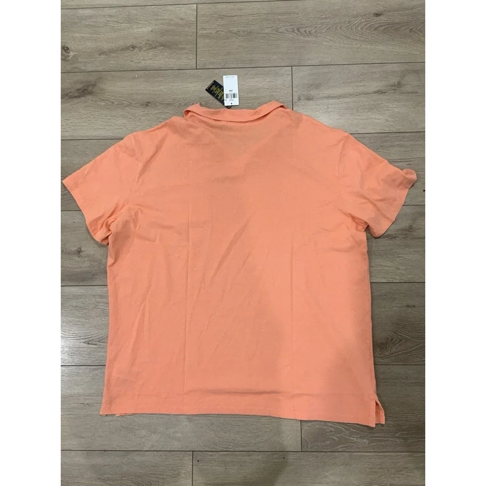 Polo Ralph Lauren Shirt Men's 2XB Buttonless Polo Cotton Linen Blend Pink NEW
